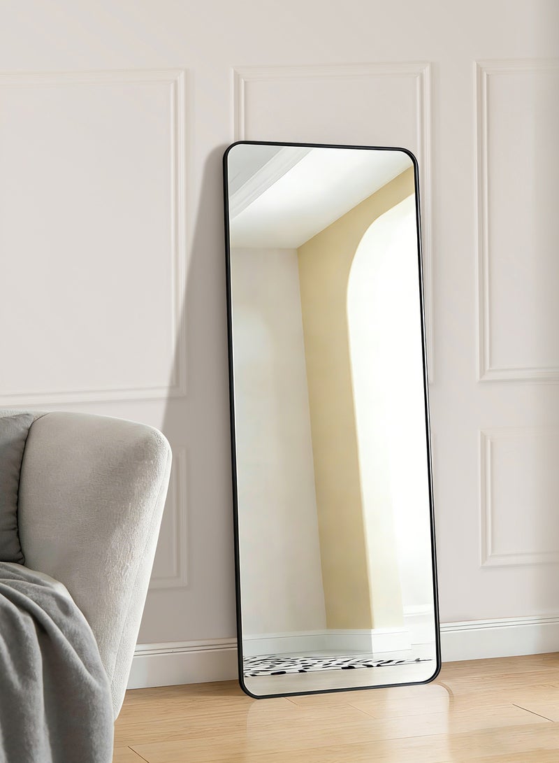 أركايوبتيركس مرآة مستطيلة بطول 120 × 30 سم وحواف مستديرة، تثبت على الحائط أو توضع على الحائط، مرآة بإطار من الألومنيوم لغرفة المعيشة وغرفة النوم والمدخل (سوداء) - Image 5